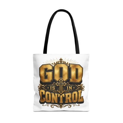 God Is in Control Tote Bag — Faith-Inspired Christian Tote for Church, Gifts & Everyday Use