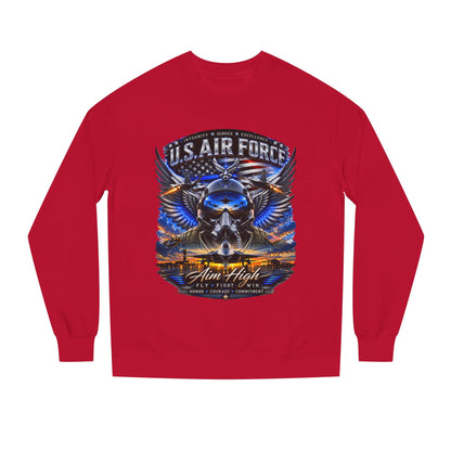 U.S. Air Force Crewneck Sweatshirt — "Aim High" Fighter Jet Graphic