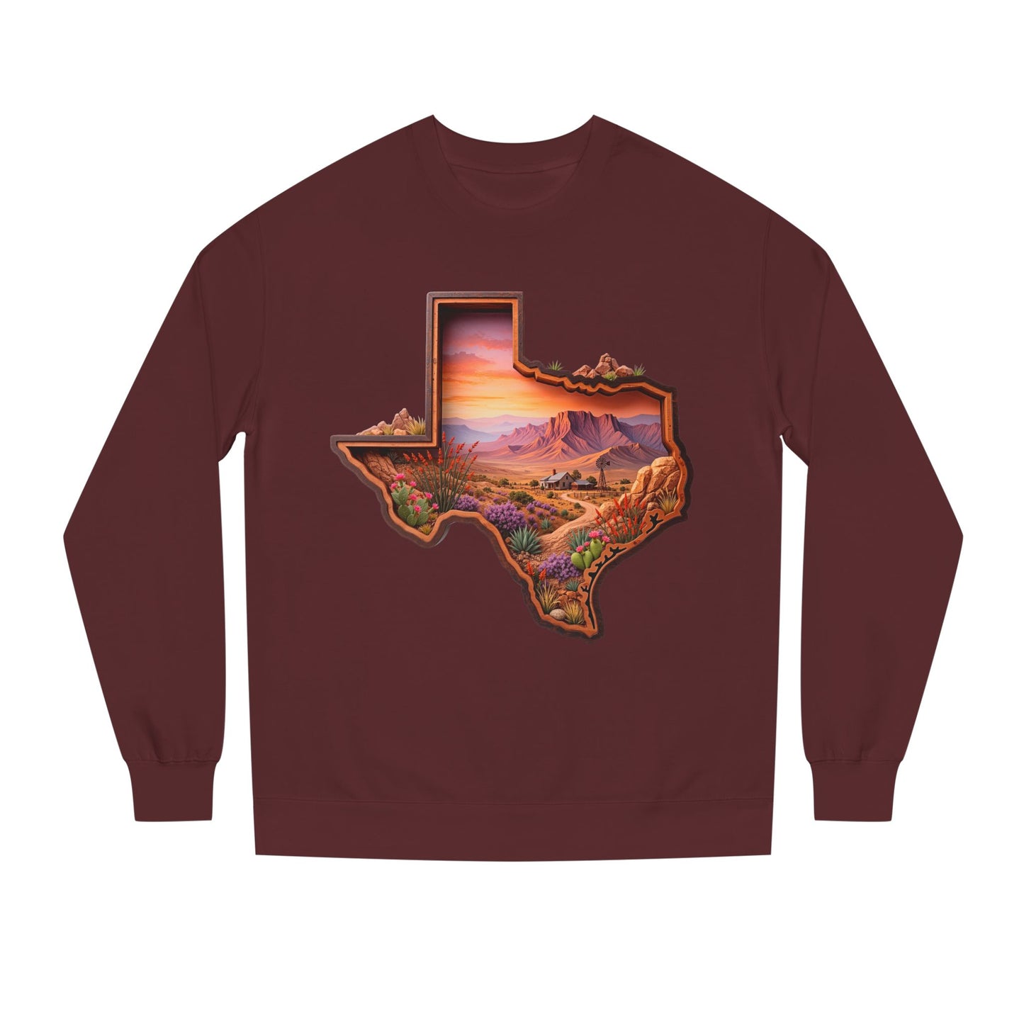 Texas Sunset Crewneck Sweatshirt — Scenic Lone Star State Landscape