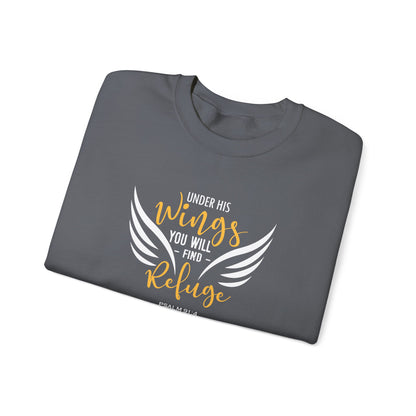 Under His Wings You Will -find Refuge Psalm 91:4 Sweatshirt
