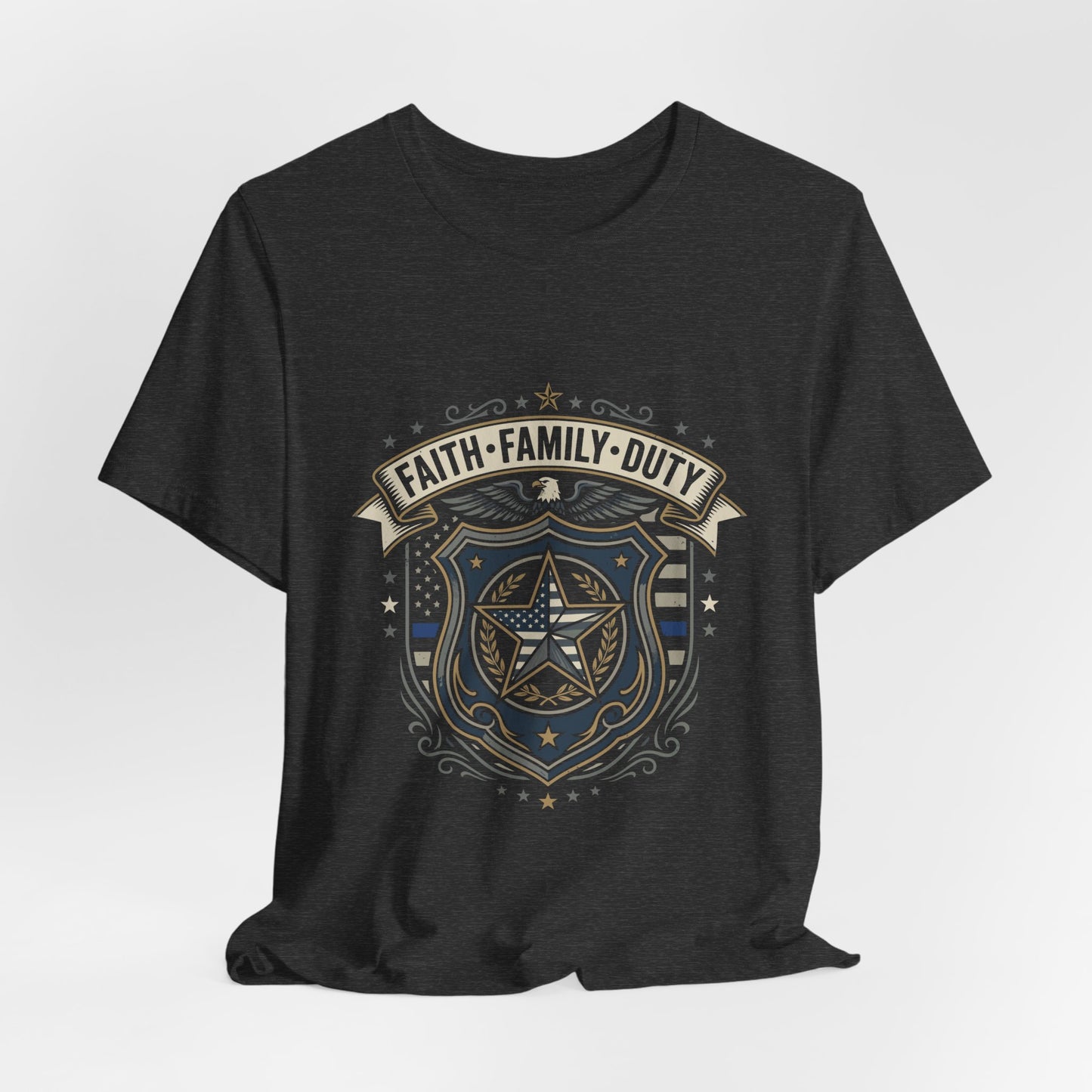 Police Badge Shield T‑Shirt — "Faith • Family • Duty" Graphic Tee