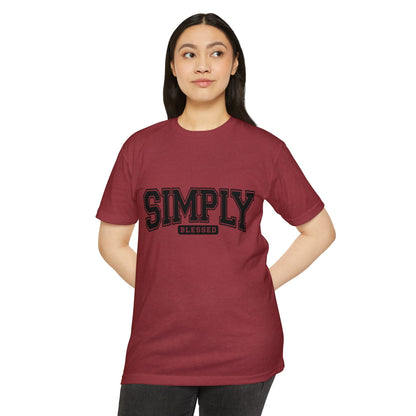 Simply Blessed T-Shirt — Vintage Collegiate Script Faith Tee