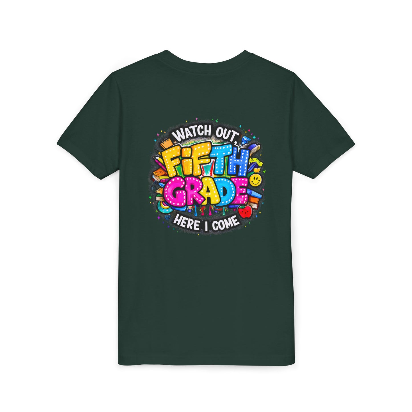 Fifth Grade T‑Shirt for Kids - "Watch Out Fifth Grade Here I Come" Back-to-School Tee