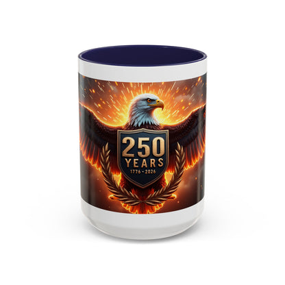 250 Years Eagle Coffee Mug — Patriotic Anniversary Ceramic Accent Mug (11/15oz)