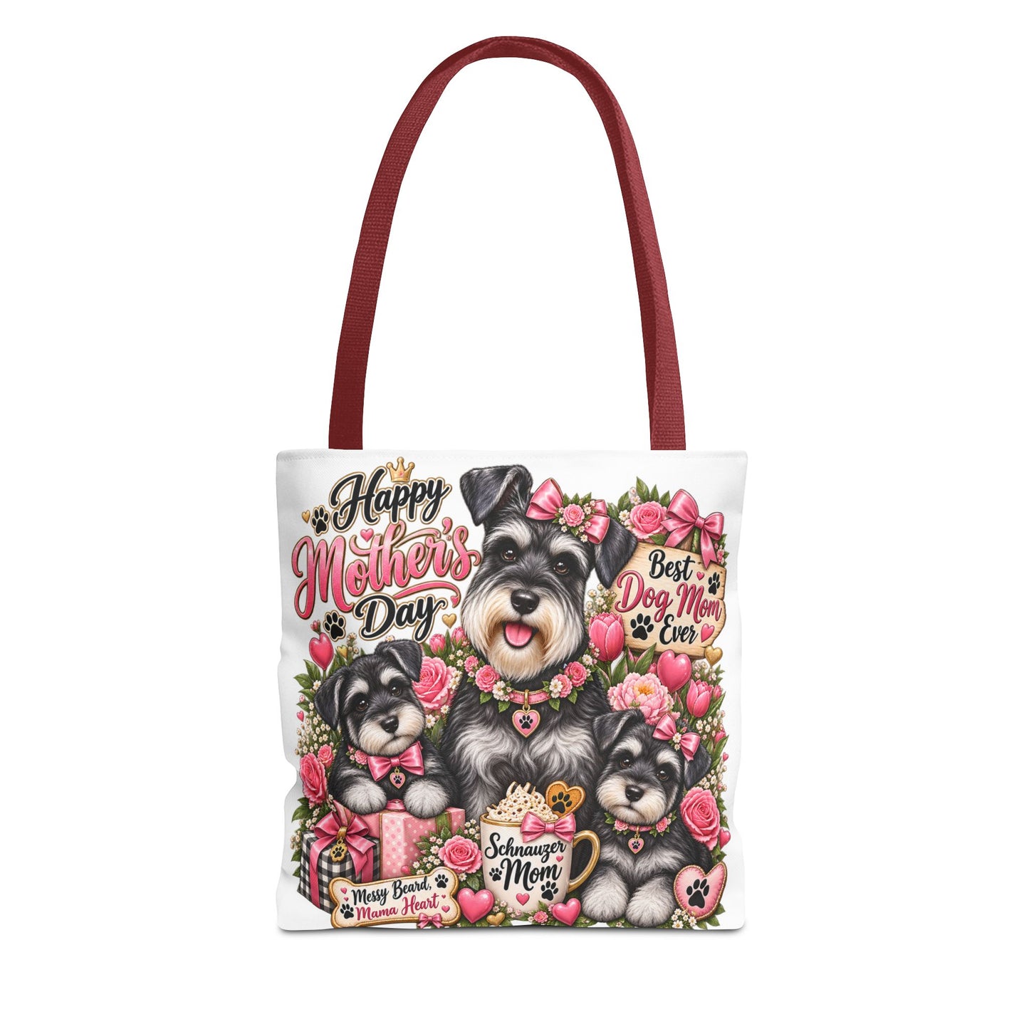 Happy Mother's Day Schnauzer Tote Bag — Best Dog Mom Ever Floral Gift