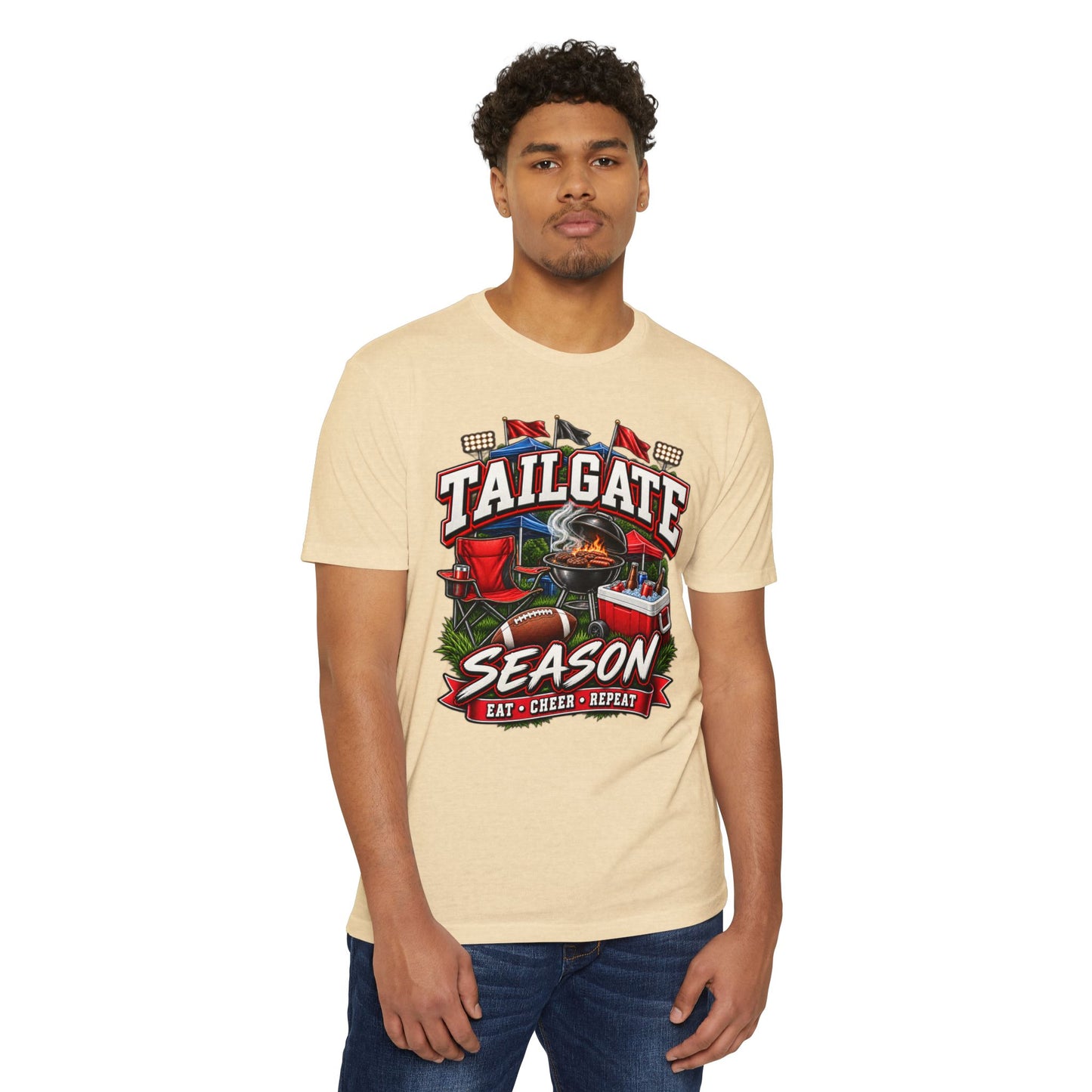 Tailgate Season T-Shirt — "Tailgate Season: Eat • Cheer • Repeat" Game Day Tee