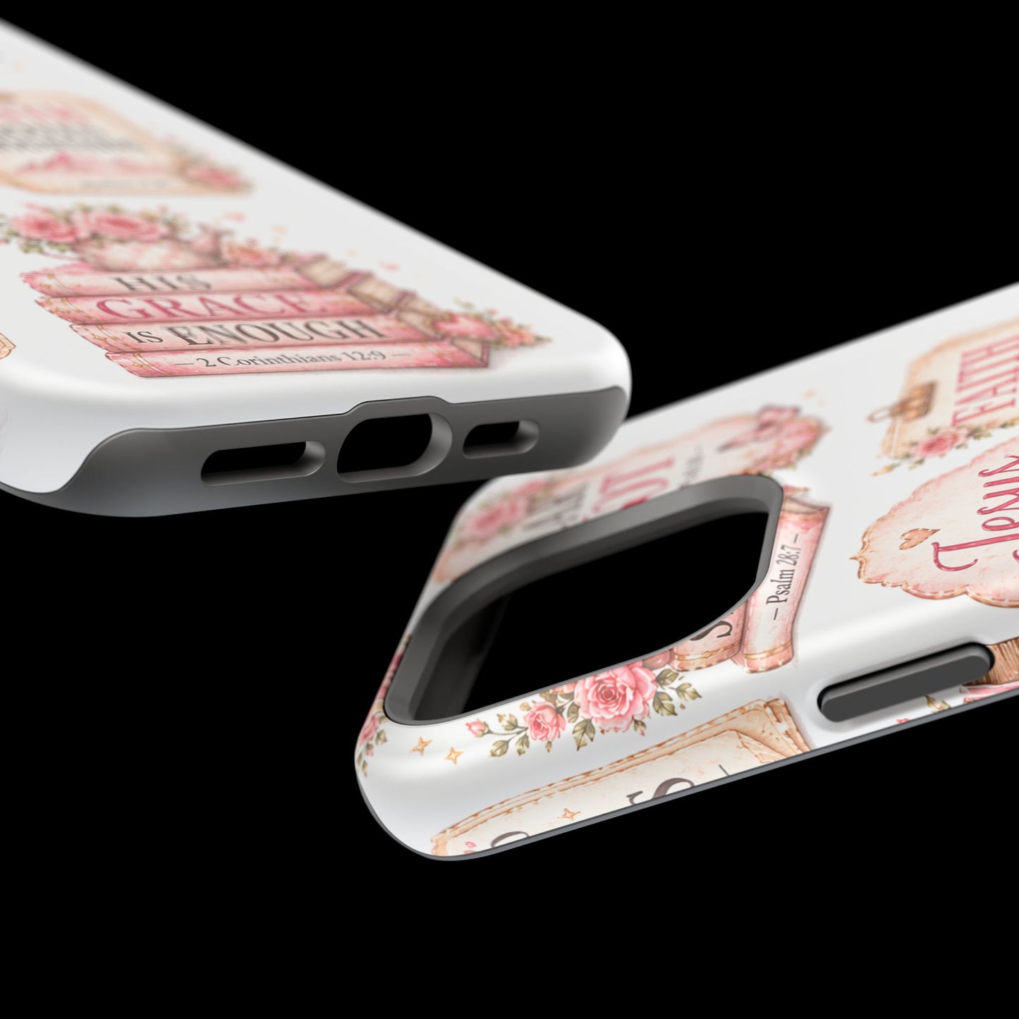 Christian Phone Case - "Fear Not, Faith Moves Mountains, Jesus Saves" Floral Magnetic Impact-Resistant Case
