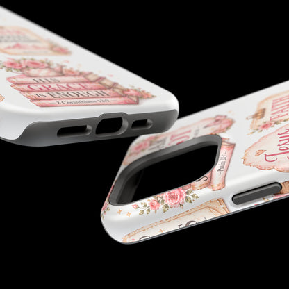 Christian Phone Case - "Fear Not, Faith Moves Mountains, Jesus Saves" Floral Magnetic Impact-Resistant Case