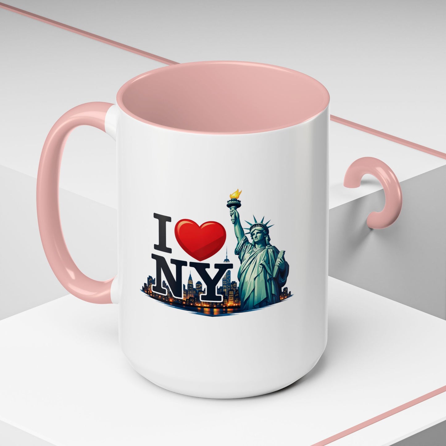 I  NY Statue of Liberty Accent Coffee Mug – New York City Souvenir (11/15 oz)