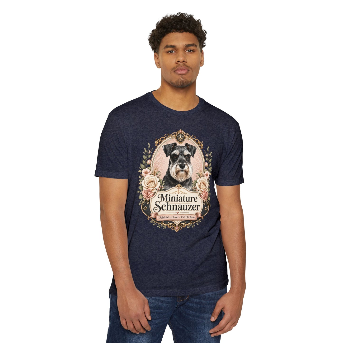 Miniature Schnauzer Floral Portrait T-Shirt