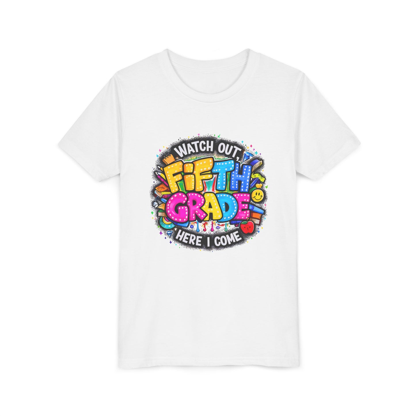Fifth Grade T‑Shirt for Kids - "Watch Out Fifth Grade Here I Come" Back-to-School Tee