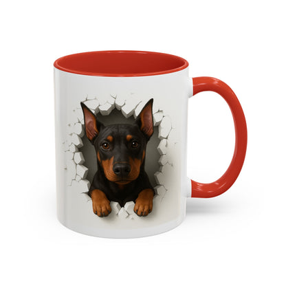 Doberman Peekaboo Accent Coffee Mug – Cute Dog Lover Gift (11/15oz)