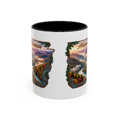 Arkansas Scenic Coffee Mug — Vintage State Map River Landscape (11/15 oz)