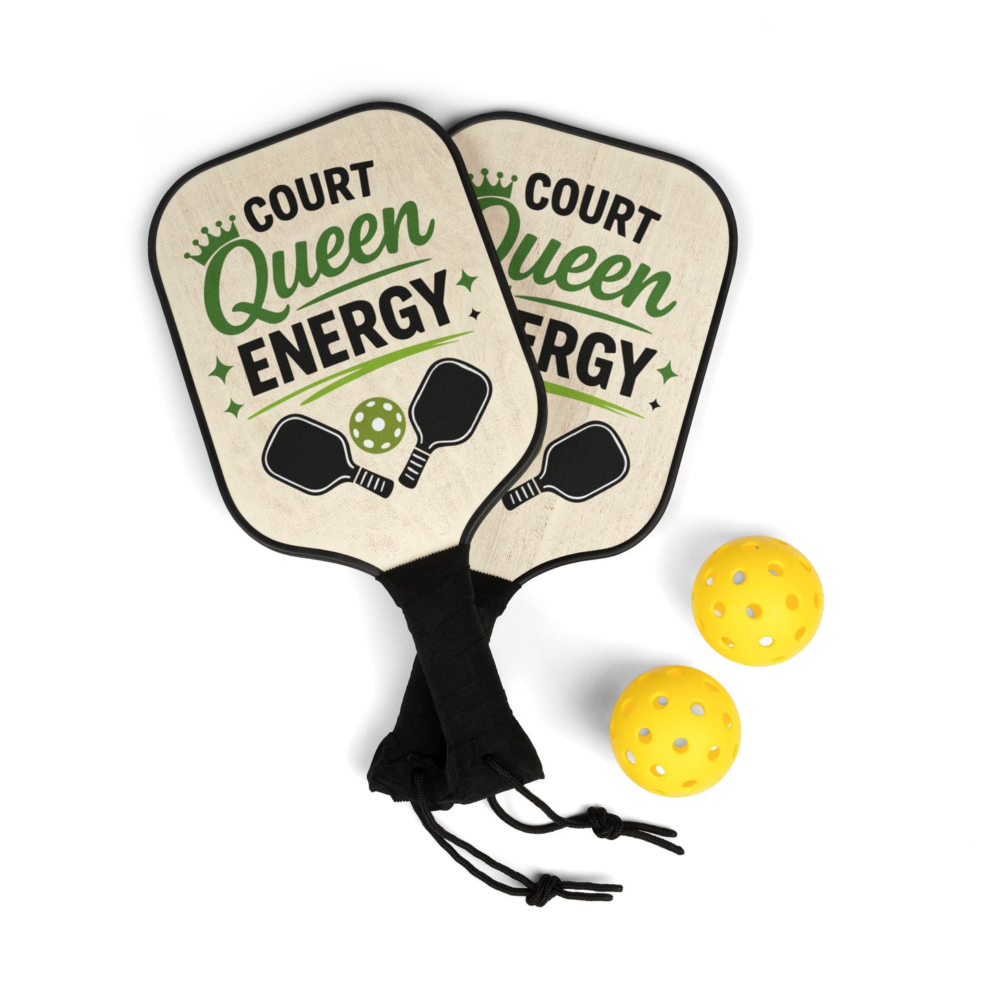 Court Queen Energy Pickleball Paddle Set — Women's Pickleball Kit with 2 Paddles & Balls