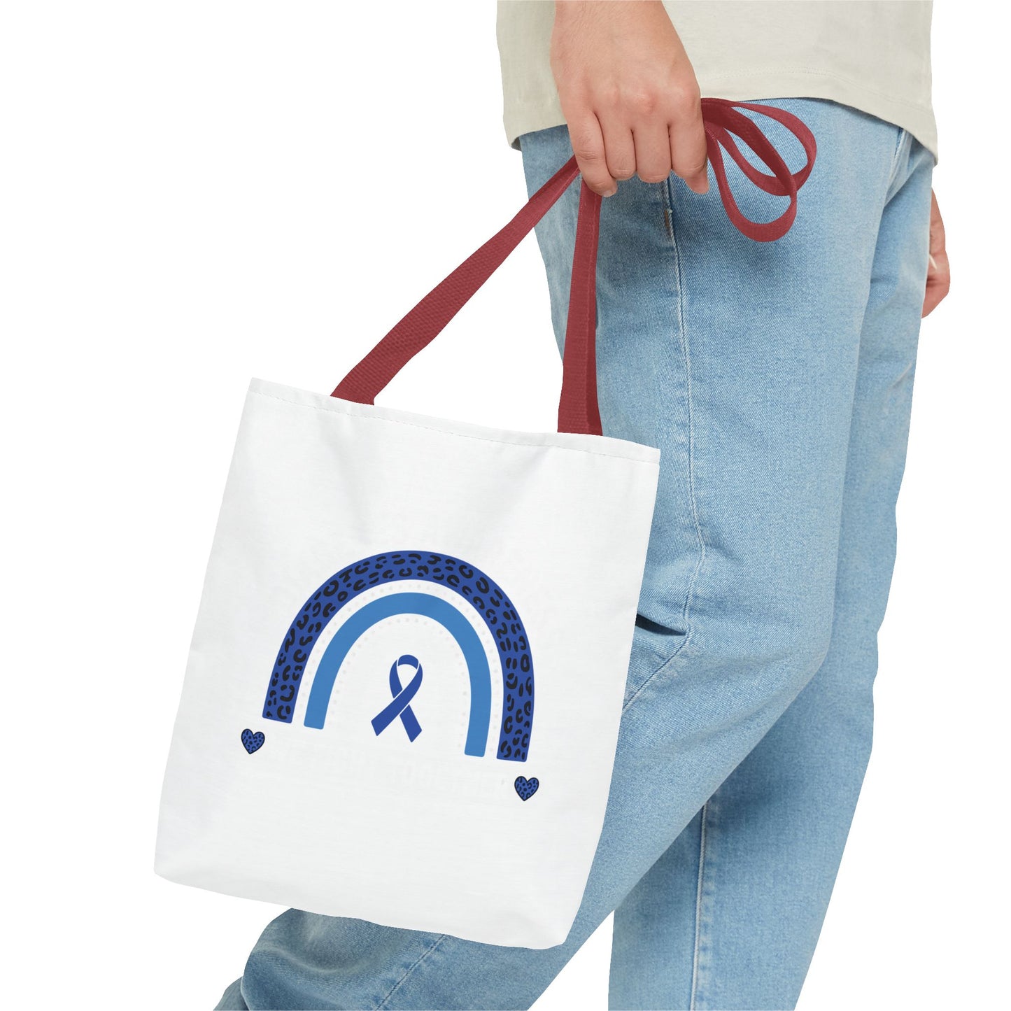 Blue Awareness Ribbon Rainbow Tote Bag – Support & Hope Everyday Tote