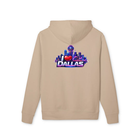 I  Dallas Skyline Hoodie — Retro Neon Dallas Cityscape Pullover