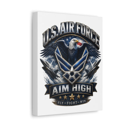 U.S. Air Force Aim High Stretched Canvas – Patriotic Eagle Military Wall Art