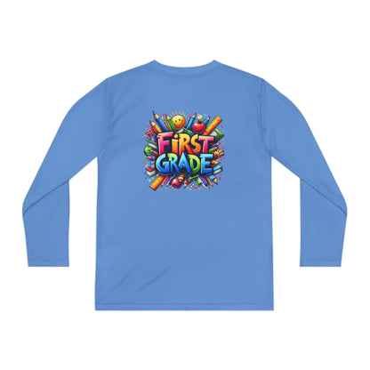 First Grade Youth Long Sleeve Tee — Colorful Back-to-School Shirt