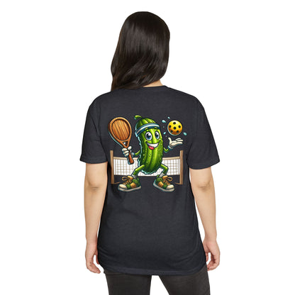 Pickleball Pickle T-Shirt — Cute Cartoon Pickle Playing Pickleball Tee