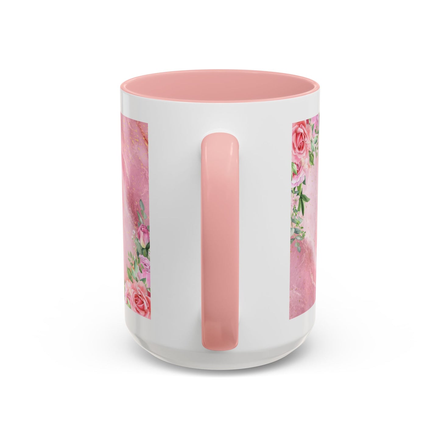 Mother’s Love Accent Coffee Mug — “A Mother's Love is the Heart of the Family” (Pink Floral, 11/15oz)