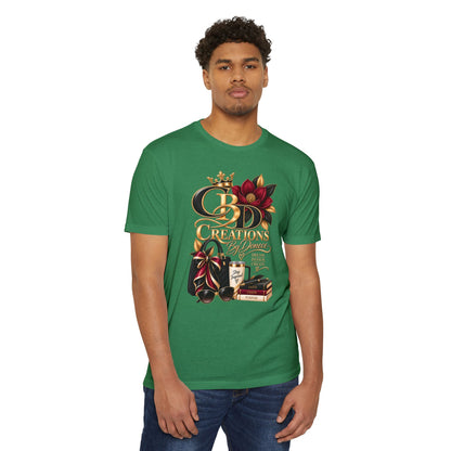 T‑Shirt — CBD Creations Floral Logo Tee (Books, Crown & Coffee Design)