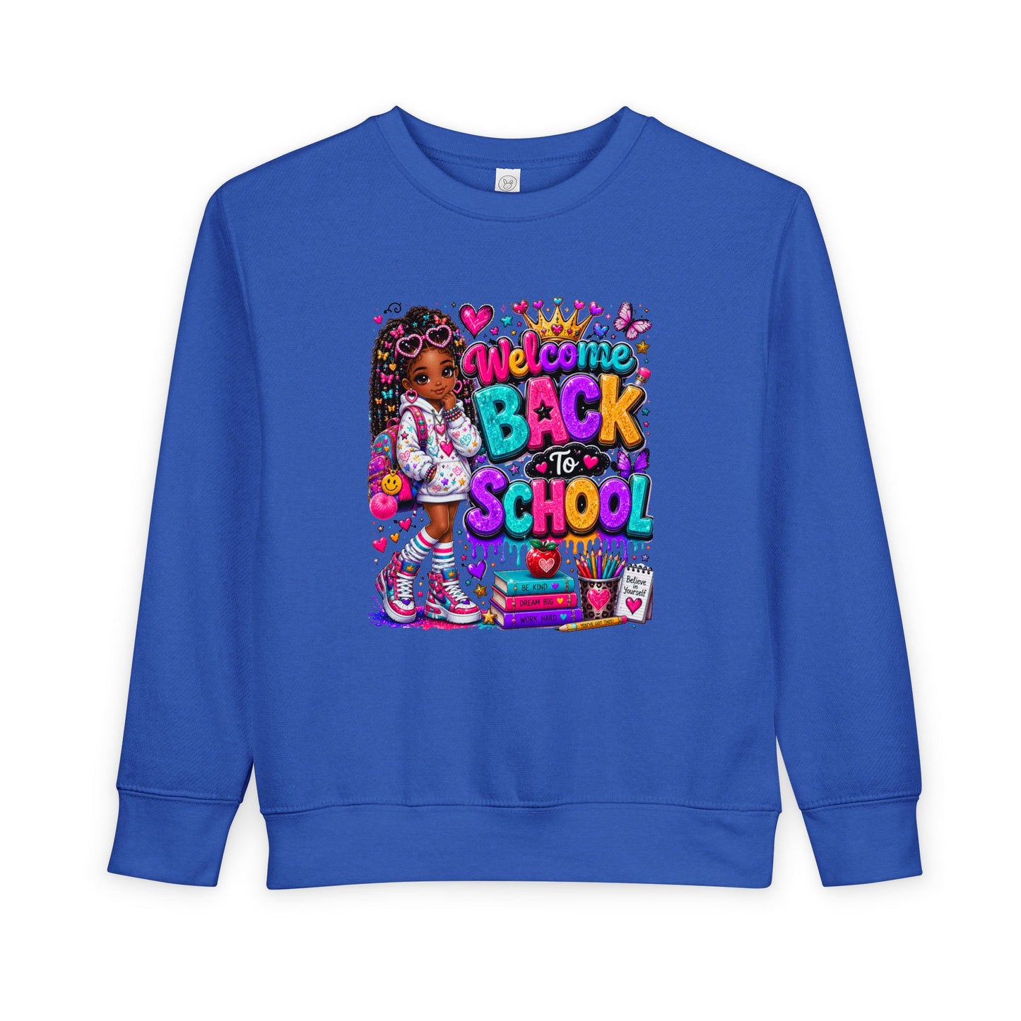 Welcome Back to School Toddler Sweatshirt — Cute African American Girl School Outfit