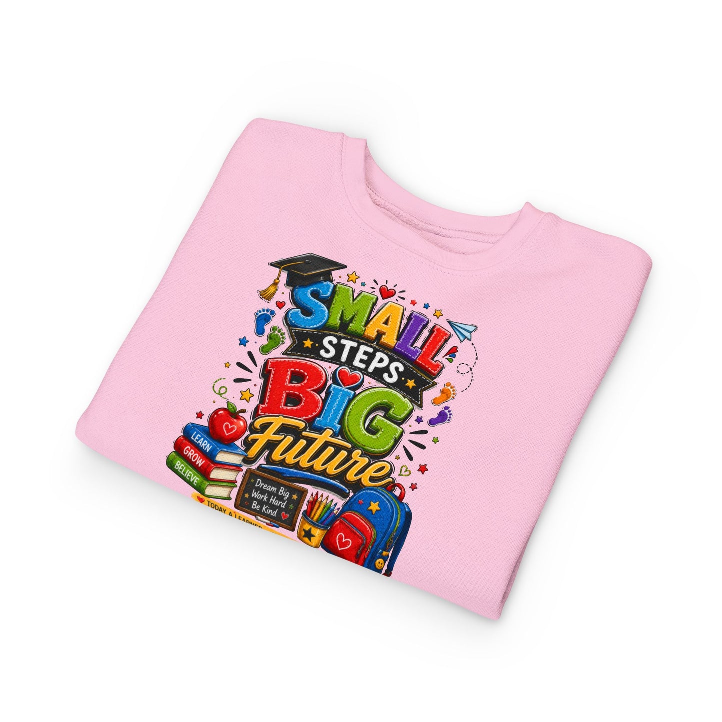 Toddler Sweatshirt - "Small Steps Big Future" Back-to-School Kids Crewneck