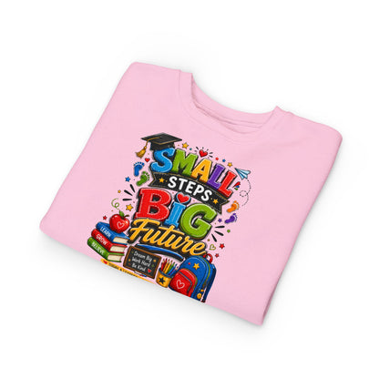 Toddler Sweatshirt - "Small Steps Big Future" Back-to-School Kids Crewneck