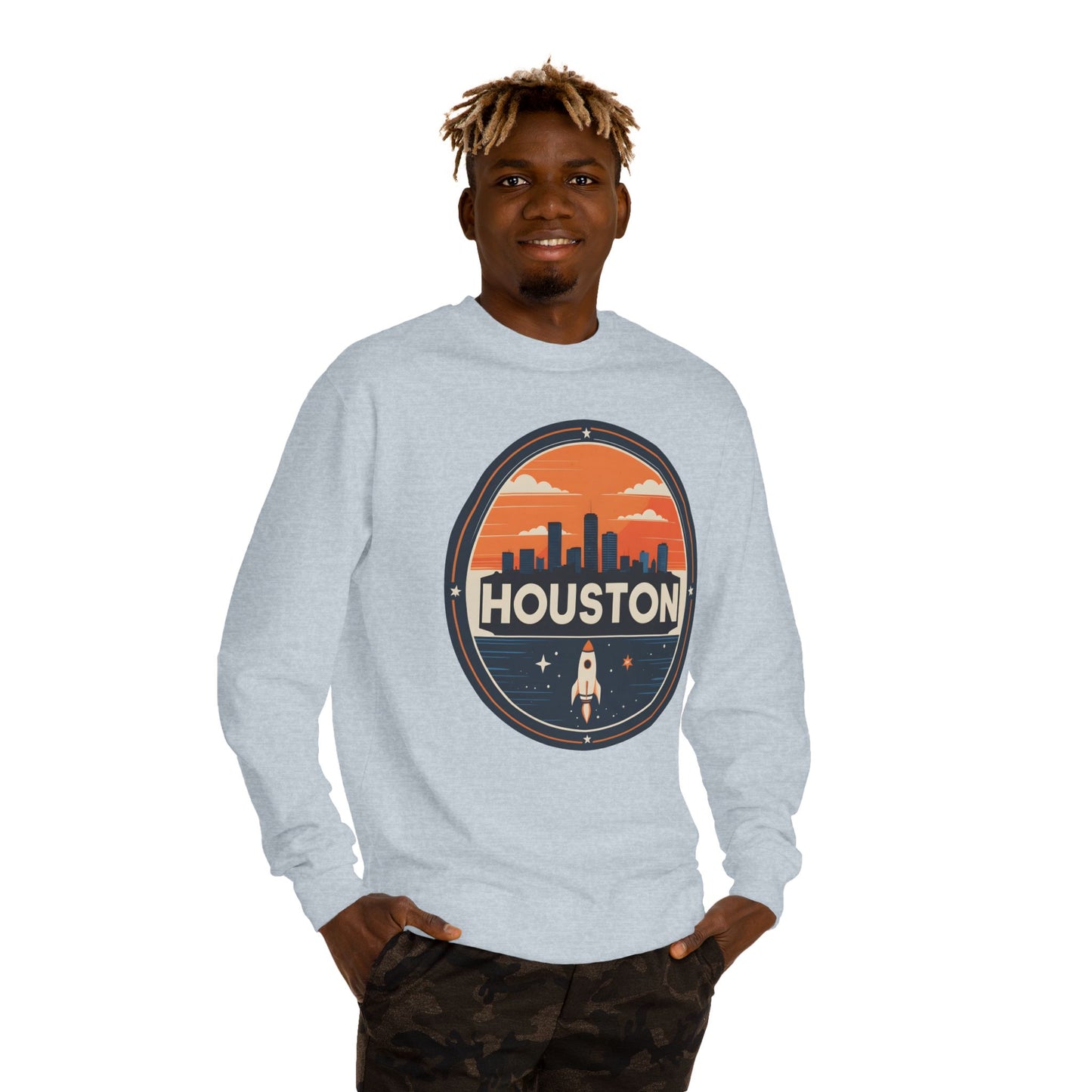 Houston Rocket Patch Sweatshirt — Retro Space City Crewneck