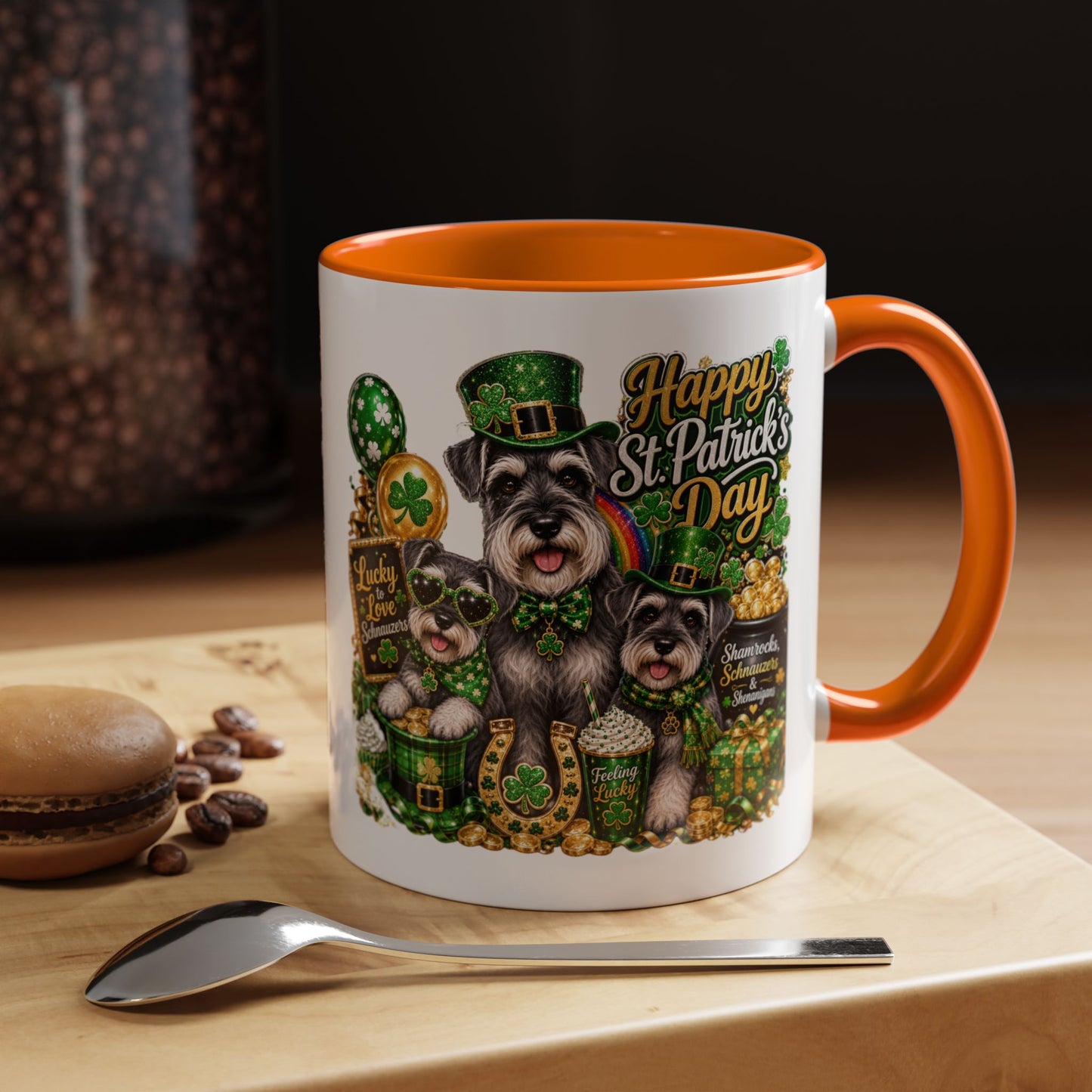 St. Patrick’s Day Dog Coffee Mug — Happy St. Patrick’s Day Accent Mug (11/15oz)