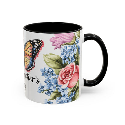 Mother's Day Butterfly Floral Coffee Mug – "Happy Mother's Day" Accent Mug (11/15 oz)