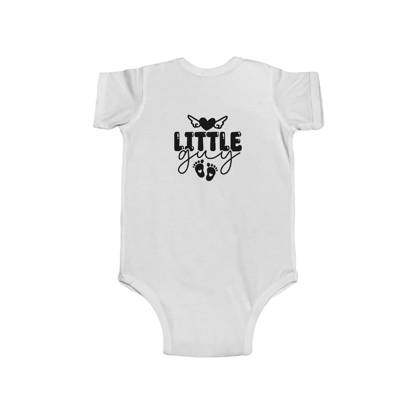 Infant Bodysuit - "Little Guy" Cute Baby Onesie with Butterfly & Footprints