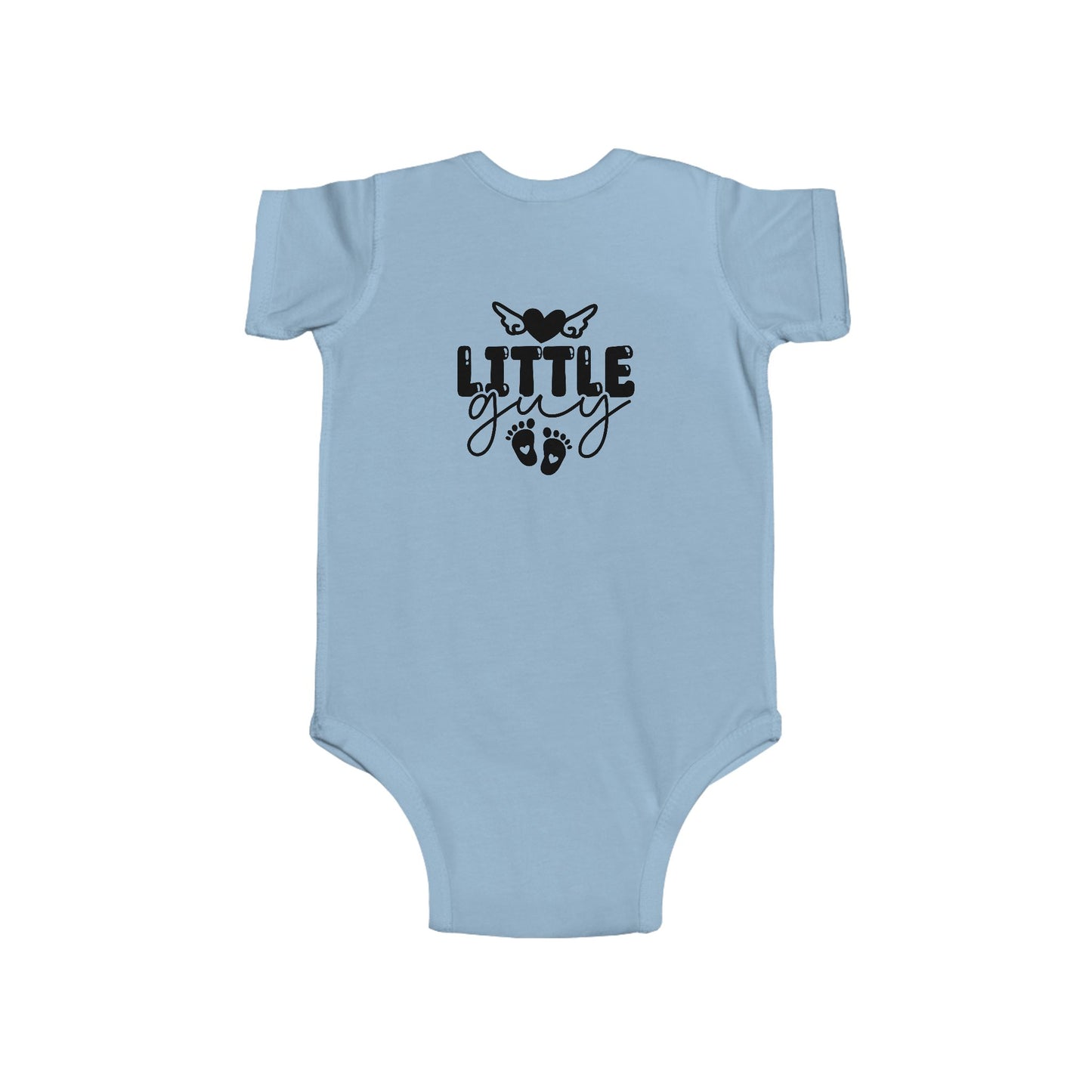 Infant Bodysuit - "Little Guy" Cute Baby Onesie with Butterfly & Footprints