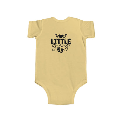 Infant Bodysuit - "Little Guy" Cute Baby Onesie with Butterfly & Footprints