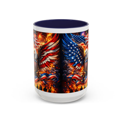 Patriotic Eagle Coffee Mug — American Flag Bald Eagle Accent Mug (11/15oz)