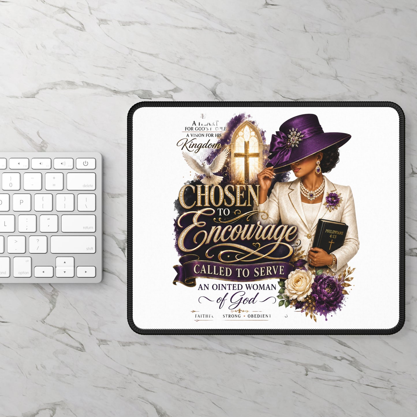 Chosen to Encourage Gaming Mouse Pad — Christian Woman "Called to Serve" Inspirational Design