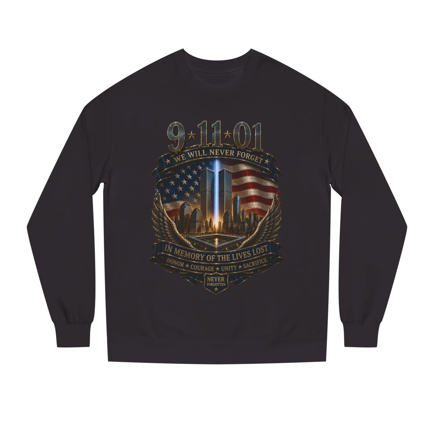 9/11 Never Forget Memorial Sweatshirt – In Memory of the Lives Lost
