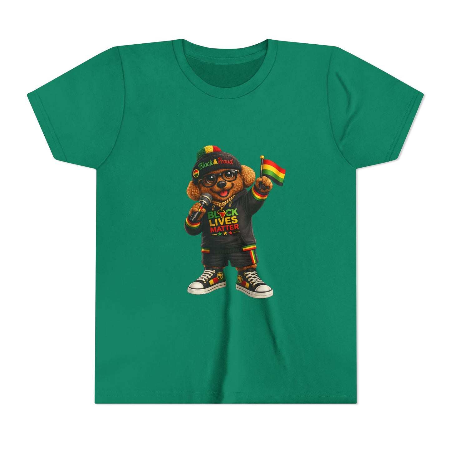 Youth Tee — Kid Bear Black Lives Matter Rasta Flag Shirt