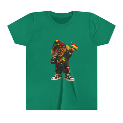 Youth Tee — Kid Bear Black Lives Matter Rasta Flag Shirt