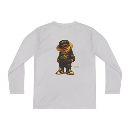Youth Long Sleeve Tee — Streetwear Bear Graphic, 'Respect' Hip-Hop Kids Shirt