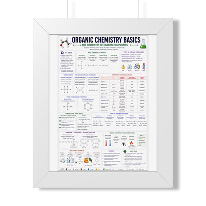Organic Chemistry Basics Framed Poster — Study Reference Chart for Students