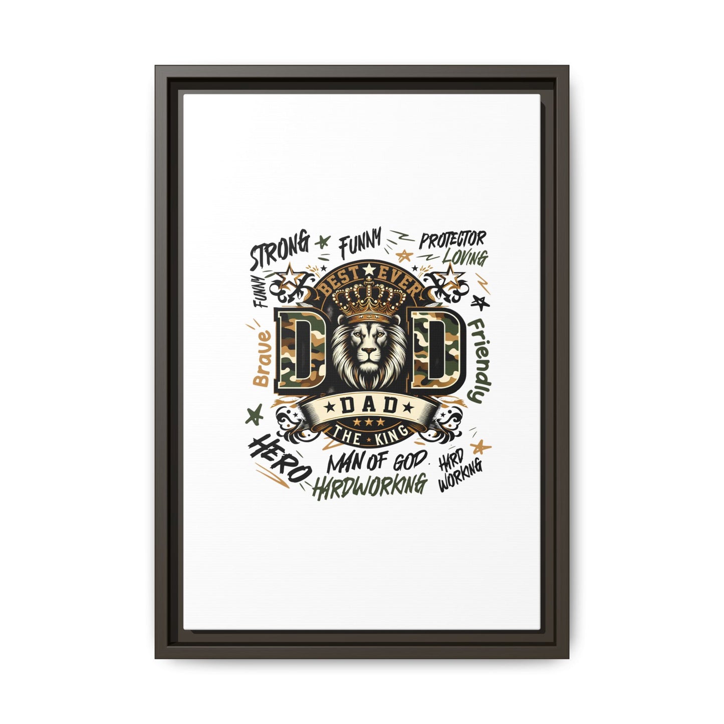 Framed Matte Canvas 'Best Ever DAD' Wall Art – Lion King Design, Father’s Day Gift