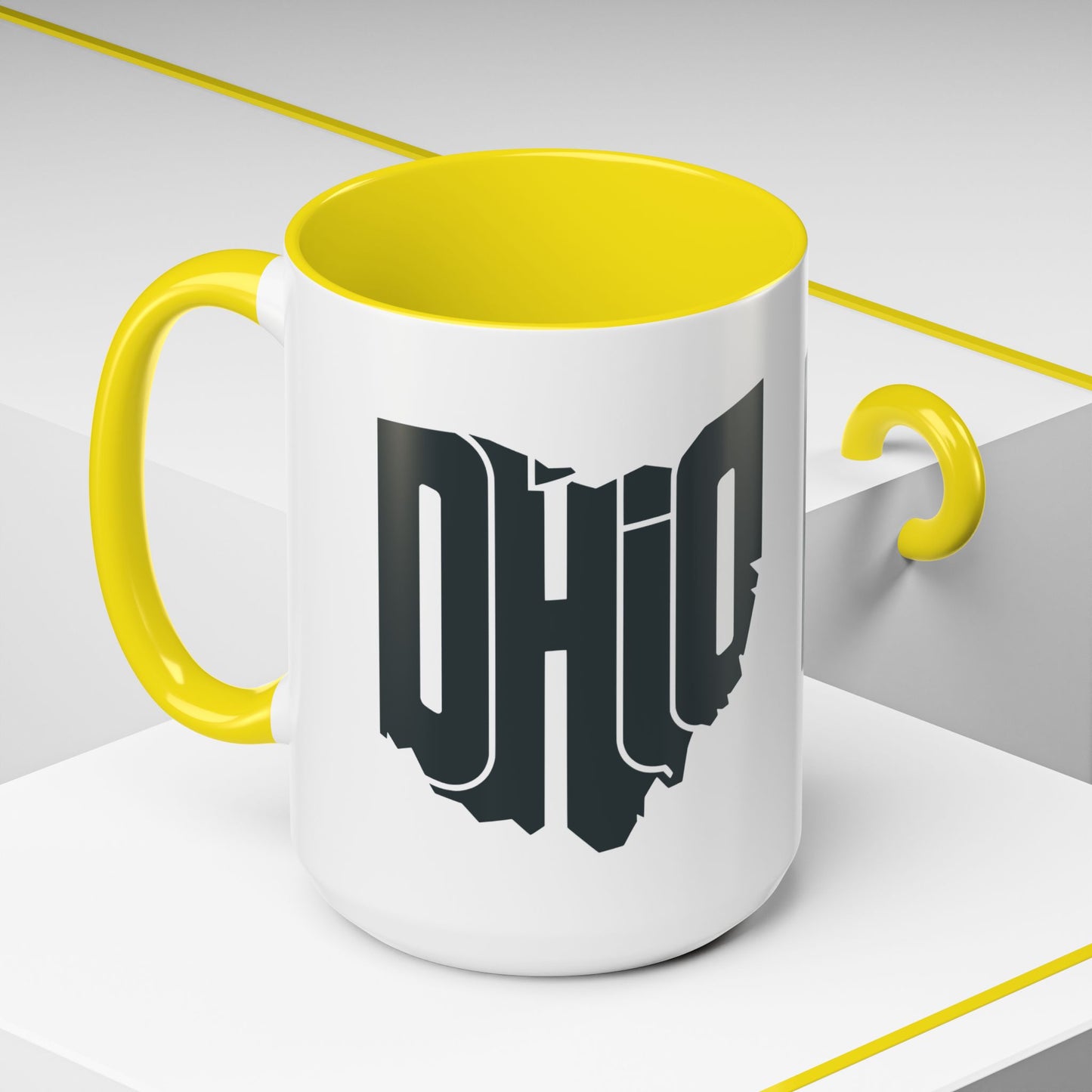 Ohio State Outline Accent Coffee Mug – Black Handle & Interior