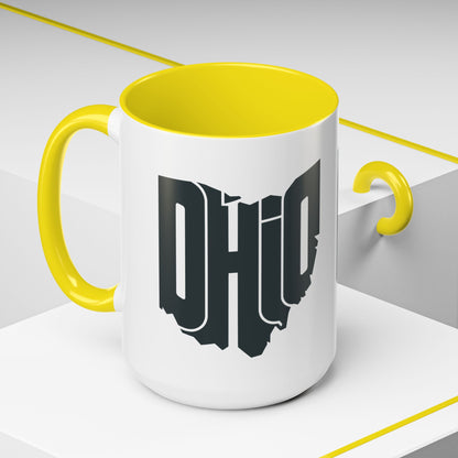 Ohio State Outline Accent Coffee Mug – Black Handle & Interior