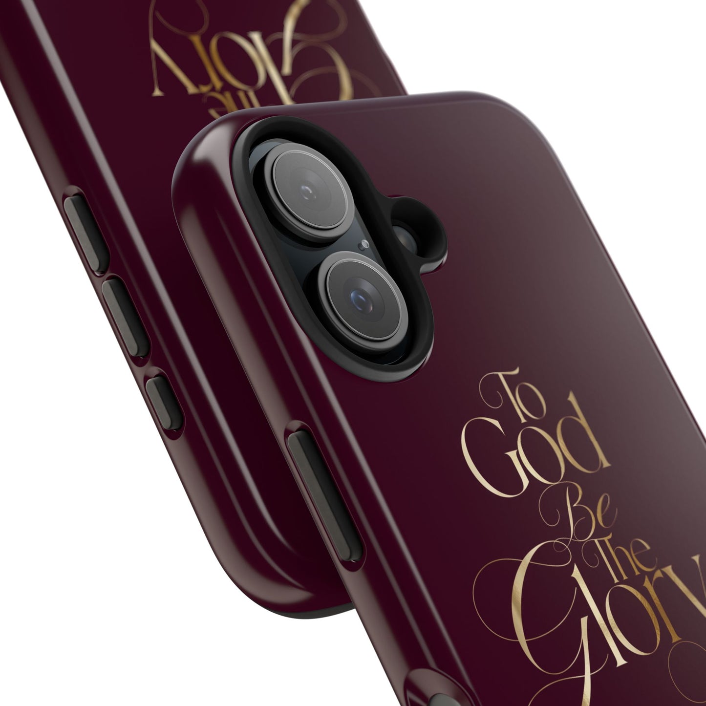 To God Be The Glory Tough Phone Case — Burgundy Gold Christian Scripture Cover