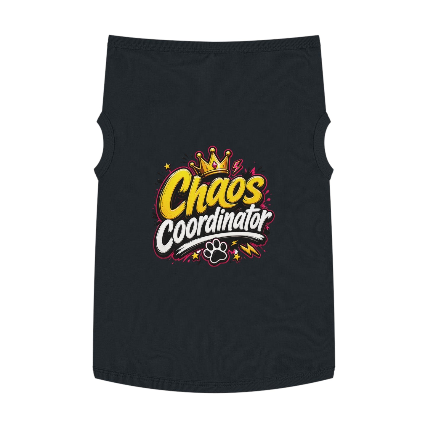 Chaos Coordinator Pet Tank Top — Cute Crown Paw Graphic Dog & Cat Tee