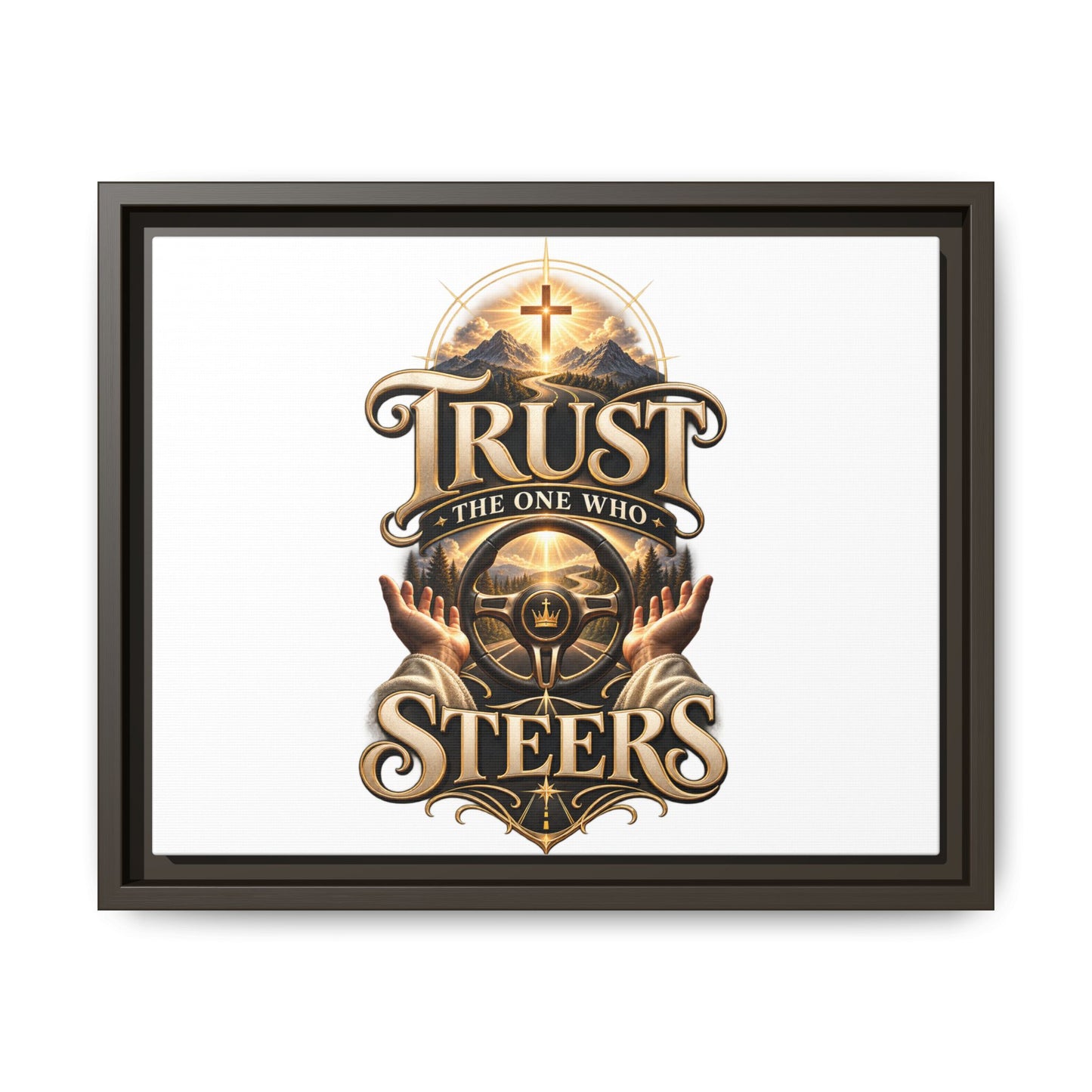 Trust He Guides Framed Canvas — Christian Inspirational Wall Art