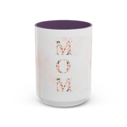 Mom Floral Accent Coffee Mug — Pink Roses Mother's Day Gift (11/15oz)