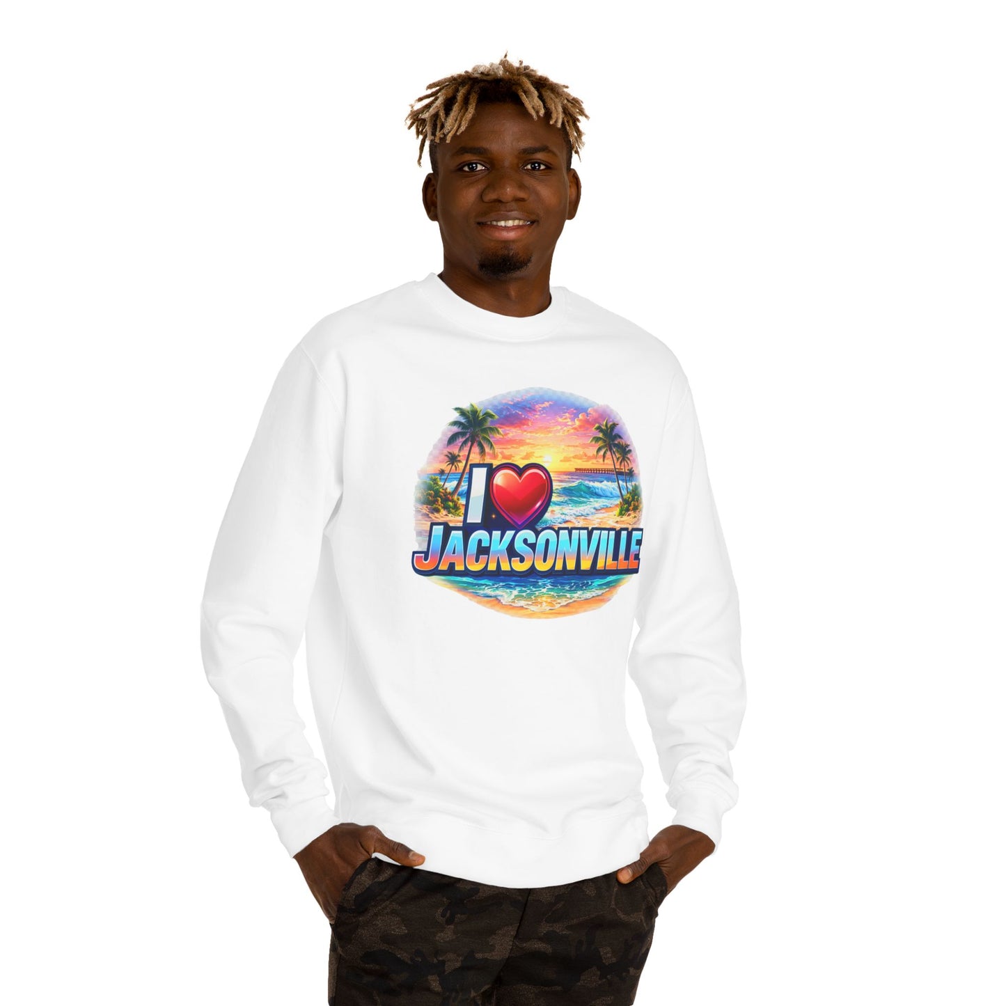 I Love Jacksonville Sweatshirt — Vintage Sunset Beach Crewneck