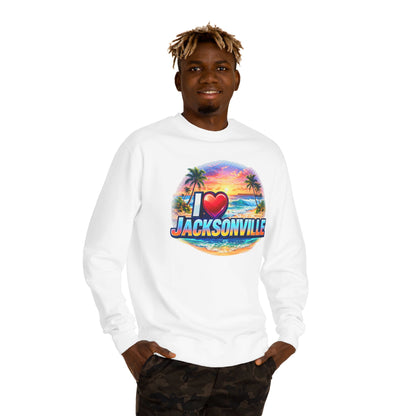 I Love Jacksonville Sweatshirt — Vintage Sunset Beach Crewneck